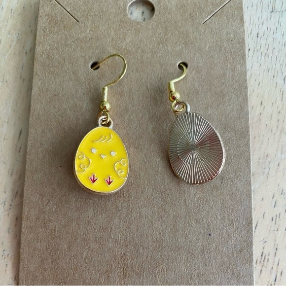 Asymmetrical Easter Egg Dangle Earrings - Picture 3 of 4